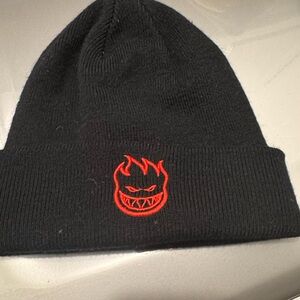 Black Beanie with Red Embroidery